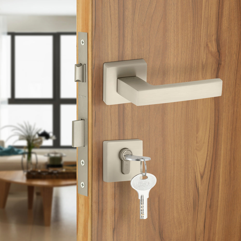 IPSA Peach Iris Handle Series On Rose Handle with Lock body and Cylinder One Side Key and One Side Knob Finish FSS
